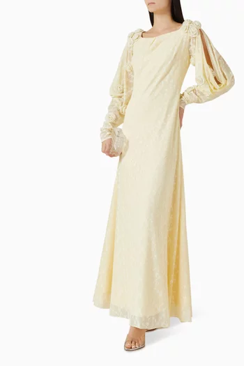 Floral-appliqué Dress in Lace