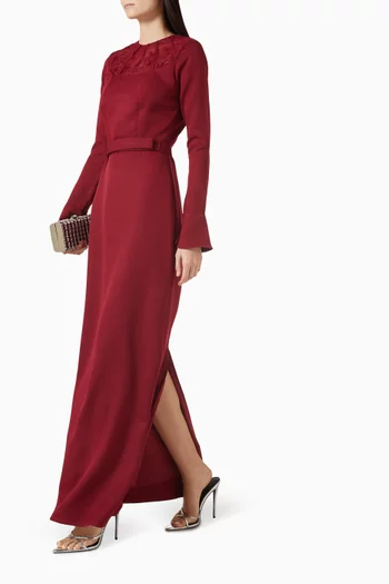 Lace-trim Dress in Crepe