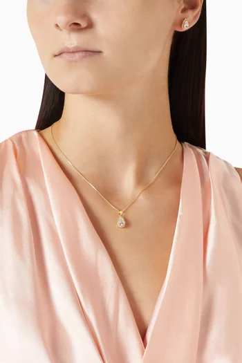 Zia Drop Pendant Necklace & Stud Earrings in 18kt Gold-plated Silver