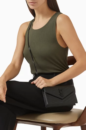 Cassandre Matelassé Envelope Chain Wallet in Leather