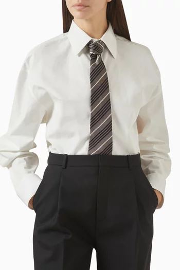 ربطة عنق عريضة مخططة حرير