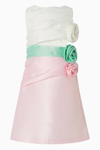 فستان بفتحة ورقع زهور مطرزة