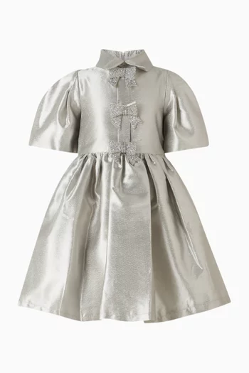 Metallic Dress with Bow