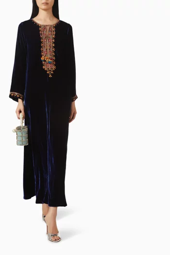 Embroidered Kaftan in Velvet