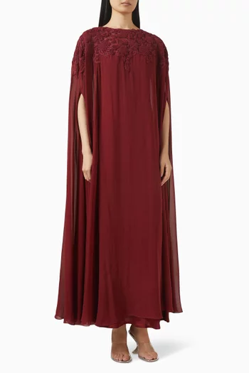 Floral-embroidered Kaftan