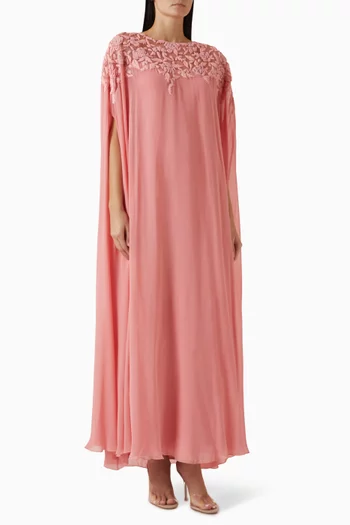 Floral-embroidered Kaftan