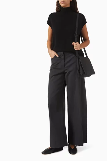Wide-leg Pants in Wool-blend