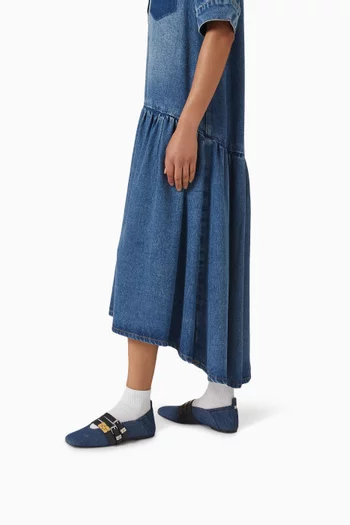 Sue Triple Ballerina Flats in denim