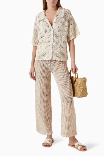 Ethereal Crochet Shirt in Cotton Blend