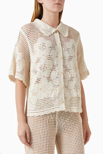 Ethereal Crochet Shirt in Cotton Blend
