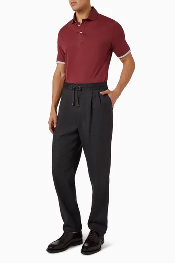 Double Pleats Pants in Wool & Linen