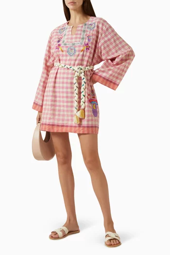 Flamingo Sunrise Mini Dress in Cotton