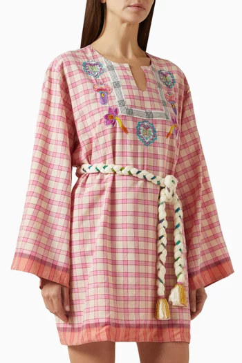 Flamingo Sunrise Mini Dress in Cotton