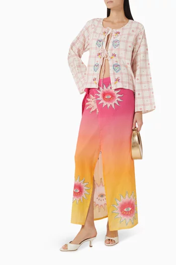 Fantasy Drawstring Blouse in Cotton