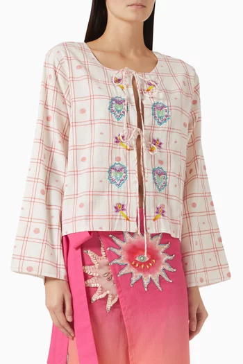 Fantasy Drawstring Blouse in Cotton