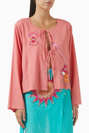 Fantasy Drawstring Blouse in Cotton