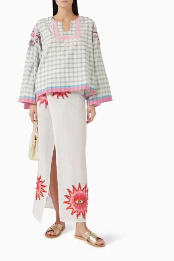 بلوزة إكليبس بنقشة مربعات قطن