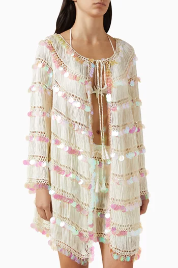 كارديغان فيولا بتصميم كروشيه منسوج يدويًا