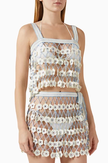 بلوزة فلور بتصميم كروشيه منسوج يدويًا