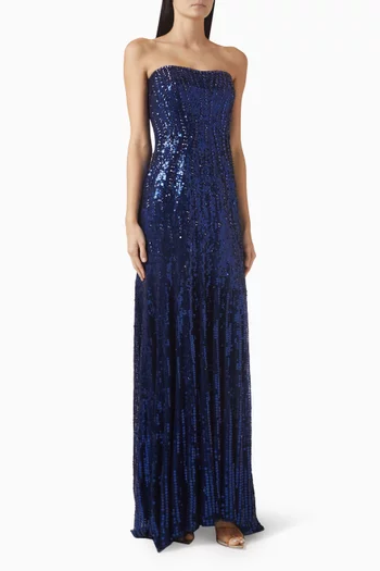 Sarai Sequin-embellished Strapless Gown