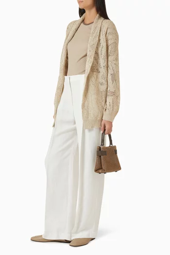 كارديغان بنقشة زهور زنبق الماء قماش لامع