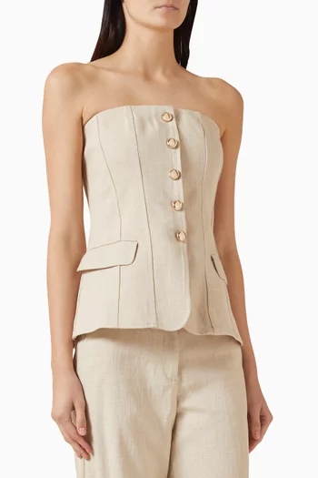 بلوزة بأزرار في الأمام مزيج فيسكوز