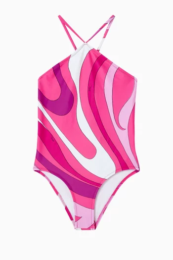 لباس سباحة قطعة واحدة بنقشة