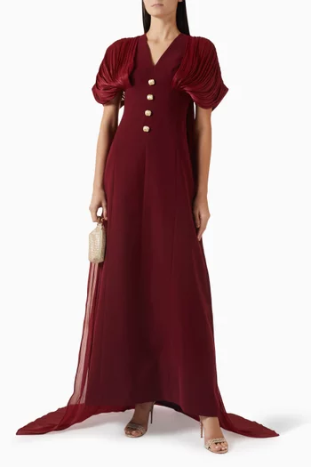 Lille Drape Gown in Crepe & Organza