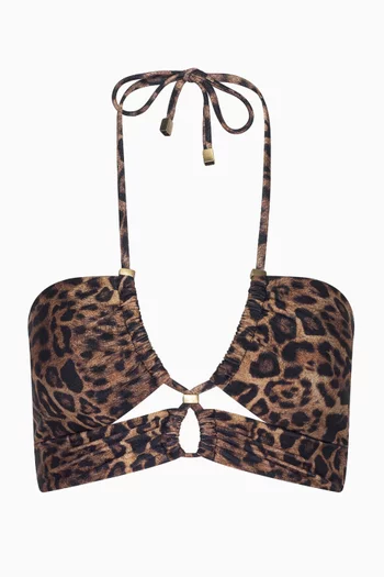 قطعة بيكيني علوية سيرينا بأربطة حول الرقبة ونقشة جلد الفهد