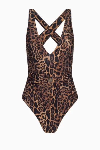 لباس سباحة ليزا قطعة واحدة بنقشة جلد الفهد