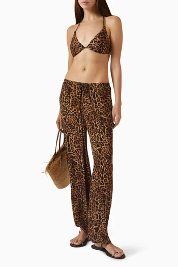 Geraldine Leopard-print Cover-up Pants in Chiffon