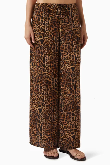 Geraldine Leopard-print Cover-up Pants in Chiffon