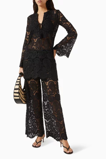 Ansley Paisley Midi Dress in Crochet