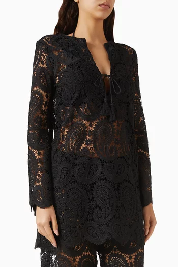 Ansley Paisley Midi Dress in Crochet