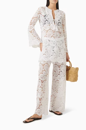 Ansley Paisley Midi Dress in Crochet