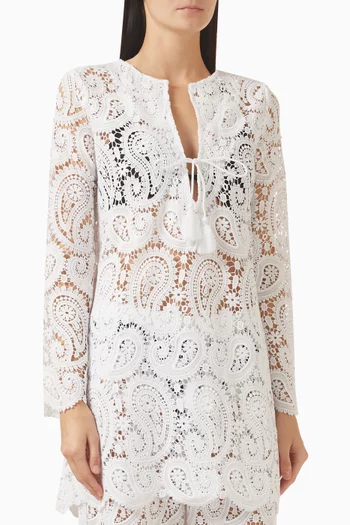 Ansley Paisley Midi Dress in Crochet