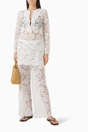 بنطال جيرالدين بنقشة بيزلي كروشيه