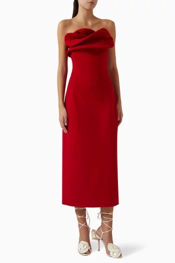 Sculptural Midi Dress in Stretch-wool