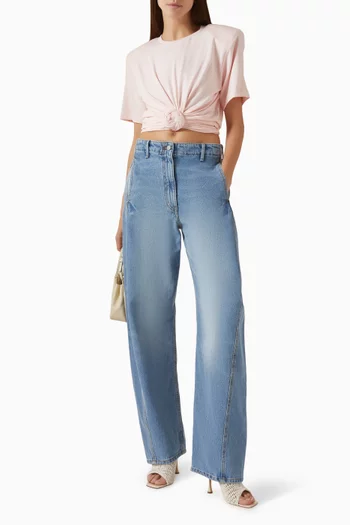 Knotted Cropped T-shirt