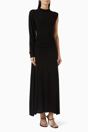 فستان ديدي بحافة غير متماثلة مزيج تينسيل