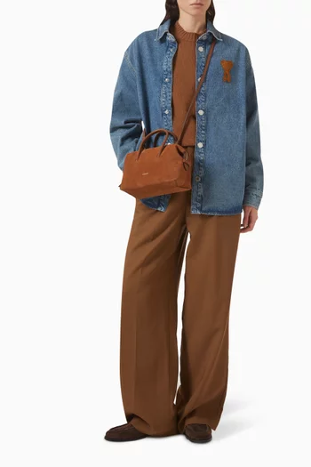 Knitted Logo Overshirt in Denim