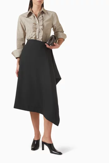 Ruffle Adjusted Stripe Shirt in Cotton