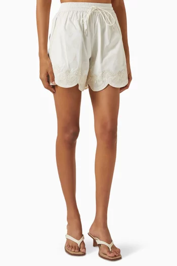 Terrel Scallop Shorts in Cotton Poplin