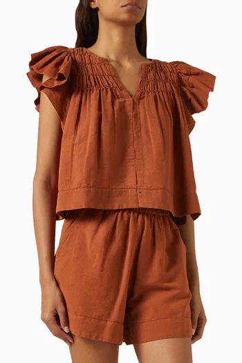 بلوزة اتريكا مزيج كتان