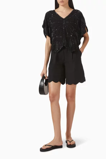 Basica Belted Shorts in Linen Blend