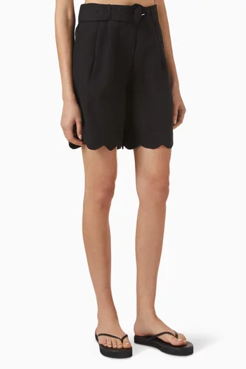 Basica Belted Shorts in Linen Blend