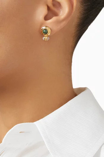 Amarante Cabochon Stud Earrings in Gold-plated Metal