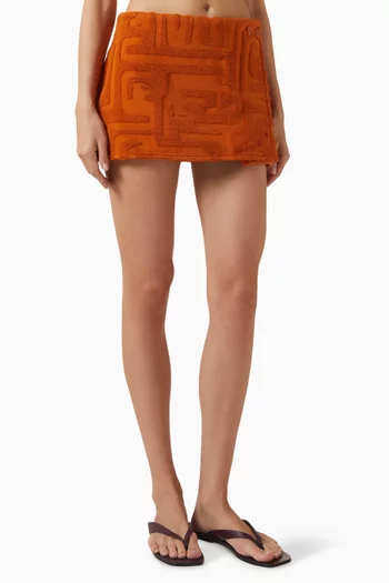 Towelling Wrap Mini Skirt in Organic-cotton