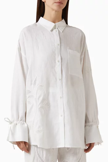 قميص رايلي بقصة فضفاضة كتان