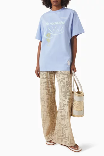 تي شيرت بطبعة شعار Le Marché‏ قطن